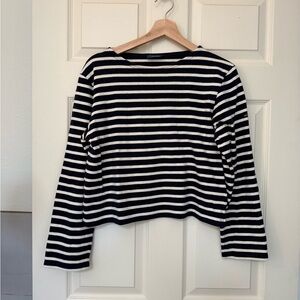 Saint James Navy and White Striped Top